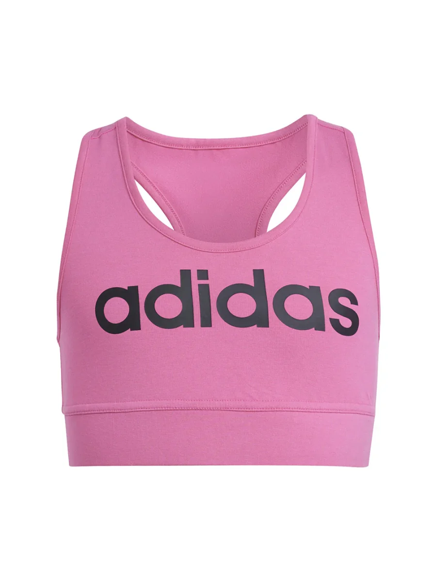 Top Adidas fuxia da bambina con scritta linear